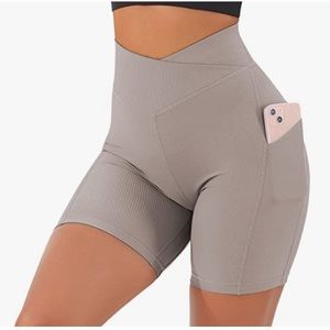 Tan Crossover Biker Shorts